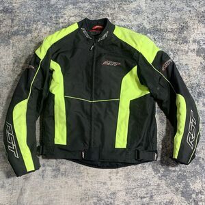 RST Waterproof Motorcycle Neon Yellow Black Hi-Viz Jacket Men’s Size Large
